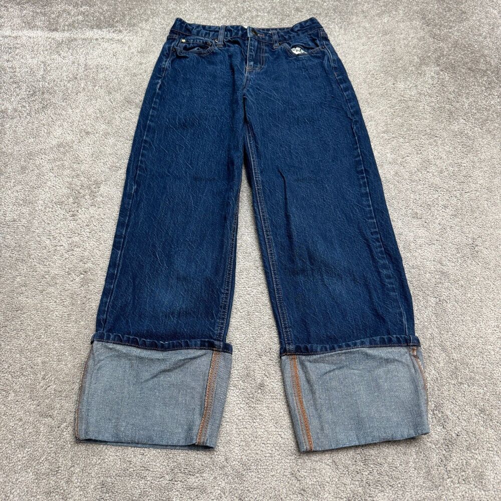 Kate Spade New York Target Wide Leg Cuffed Denim Jeans Womens 0 Dark Wash Casual
